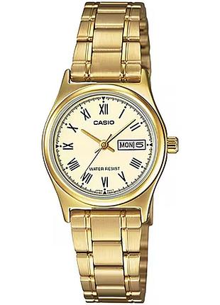 Женские часы casio ltp-v006g-9b стальной браслет золотистый циферблат