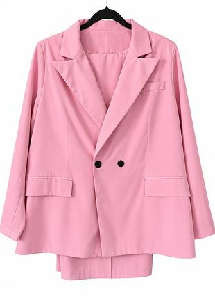 Рожевий брючний костюм oversize, розмір 2xl