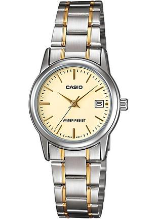 Жіночий годинник casio ltp-v002sg-9a сталевий браслет золотистий циферблат