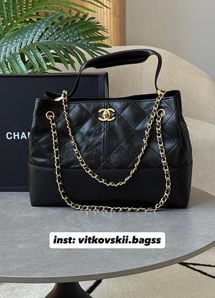 Сумка shopping bag 33 in matte and shiny leather black/gold🔥