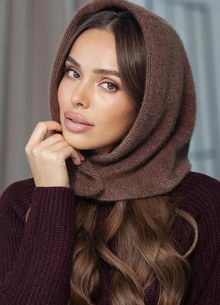 Капюшон капор утепений на кнопках з флісом seline коричневий