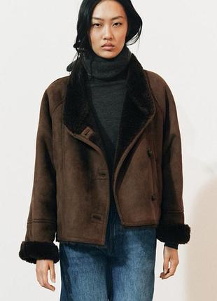 Комбинированная куртка из искусственного меха zw collection