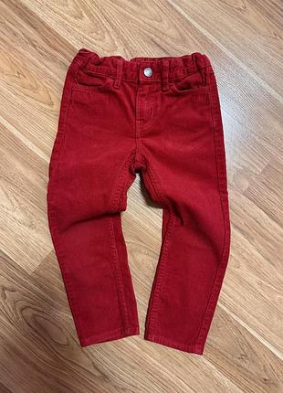 H&m вельветки slim fit червоні, як нові, 104 р