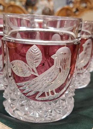 Редкие винтажные старинные стаканы для виски набор 6 шт hofbauer byrdes ruby red