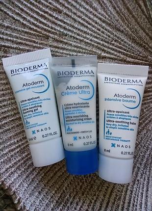💙набор 3шт. миниатюры bioderma atoderm (биодерма атодерм) для сухой, очень сухой, чувствительной и атопической кожи детей и взрослых
