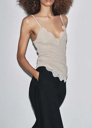 Майка с кружевом, zara, m
