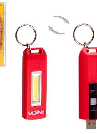 Фонарик-брелок voin vl-92, 0,5w-cob акб100mah
