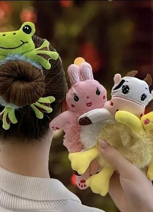 Плюшеві гумки для волосся у вигляді тварин жабка