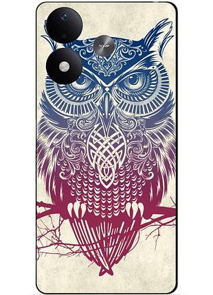 Чехол силиконовый бампер для xiaomi redmi note 17 с рисунком сова