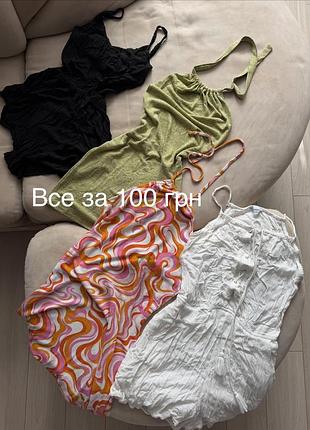 Короткі сукні жіночі h&m міні сарафан рожевий, салатовий, чорний, білий