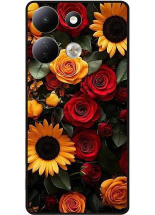 Силіконовий чохол бампер для xiaomi redmi 17 з малюнком квіти соняшник з розами