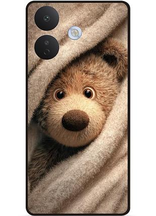Силиконовый чехол бампер для xiaomi redmi note 17 pro с рисунком мишка в пледе