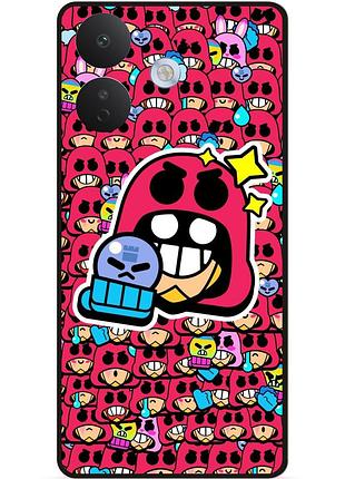 Силиконовый бампер чехол для xiaomi redmi note 17 pro стикеры бравл гром brawl