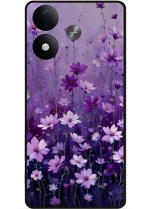 Силиконовый чехол бампер для xiaomi redmi note 17 с рисунком полевые цветы