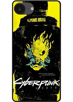 Силиконовый бампер чехол для iphone 16e с картинкой cyberpunk