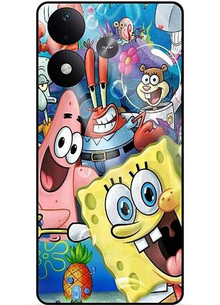 Силиконовый бампер чехол для xiaomi redmi note 17 с рисунком губка боб sponge bob