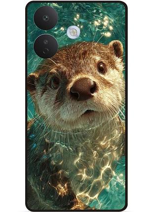 Силиконовый чехол бампер для xiaomi redmi note 17 pro с рисунком мордочка выдры