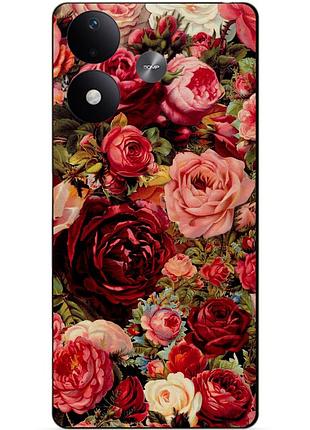 Чехол силиконовый бампер для xiaomi redmi note 17 с рисунком красные розы цветы