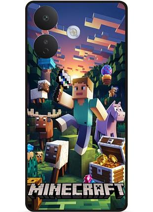 Силиконовый чехол бампер для xiaomi redmi note 17 pro с картинкой minecraft майнкрафт