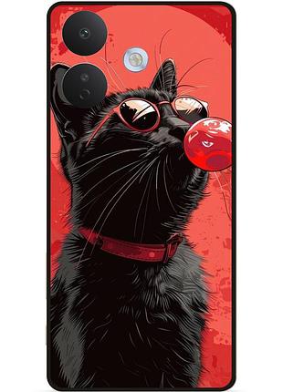 Силиконовый чехол бампер для xiaomi redmi note 17 pro с рисунком черный кот