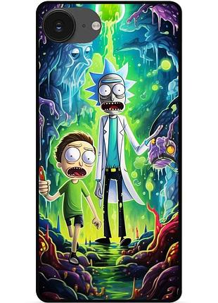 Силиконовый чехол бампер для iphone 16e с рисунком рик и морти rick and morty