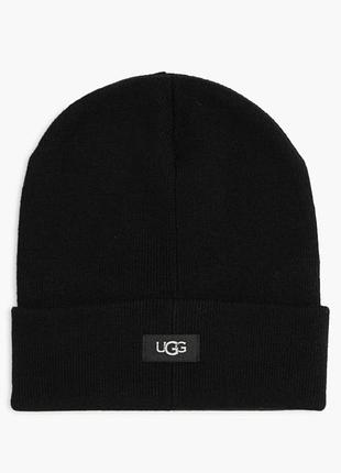 Шапка-бiнi ugg чорна logo knit cuff beanie