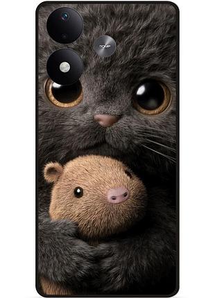 Силиконовый чехол бампер для xiaomi redmi note 17 с рисунком котенок с хомяком