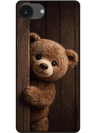 Силиконовый чехол бампер для iphone 16e с рисунком мишка плюшевый