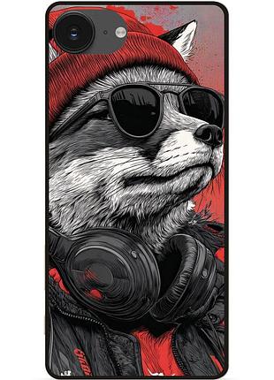 Силиконовый чехол бампер для iphone 16e с рисунком енот