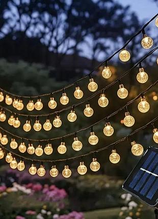 Вулична гірлянда на сонячній батареї з датчиком день/ніч 12 м 100 led
