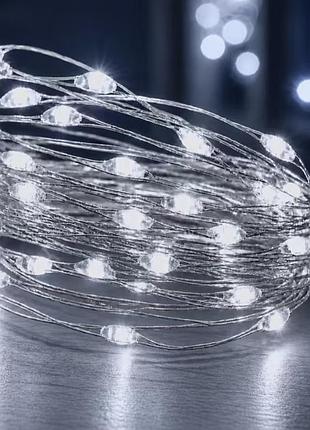 Гірлянда роса 5 м 50 led з usb холодний білий