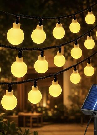 Вулична гірлянда на сонячній батареї з датчиком день/ніч 12 м 100 led