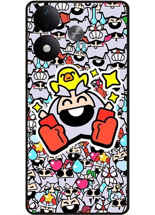 Силиконовый бампер чехол для xiaomi redmi note 17 стикеры бравл динамайк brawl