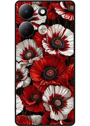 Силиконовый чехол бампер для xiaomi redmi 17 с рисунком цветы маки