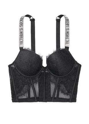 Оригінальний корсет бюстьє з камінням стразами victoria's secret very sexy double shine strap push-up corset top розмір 36 c 36 d