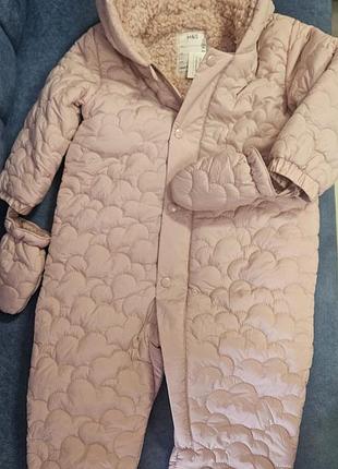 Зимовий комбінезон для дівчаток marks & spencer рожевий