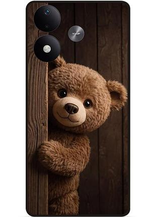 Силиконовый чехол бампер для xiaomi redmi note 17 с рисунком мишка плюшевый