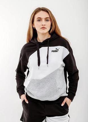 Худі жіноче puma power hoodie tr чорно-біле