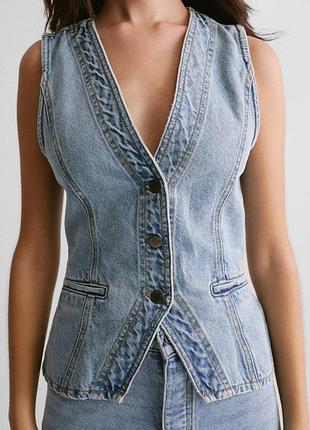 Джинсовая жилетка nasty gal vintage wash, размер xxs