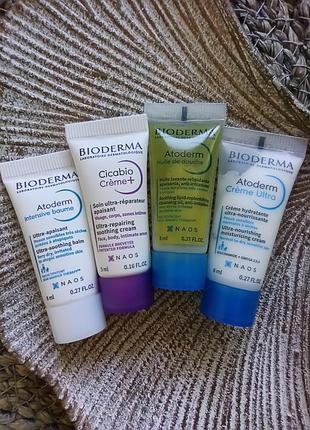 🤍набор 4шт. миниатюры bioderma atoderm для интенсивного восстановления сухой, чувствительной, склонной к раздражениям и атопическому дерматите кожи