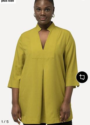 Туніка plus size плюс сайз 46/48 16/18 блуза оливкова