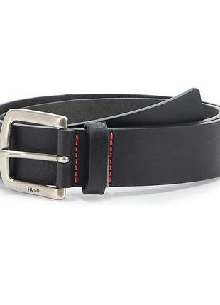 Ремінь hugo чорний gordy leather thick buckle belt