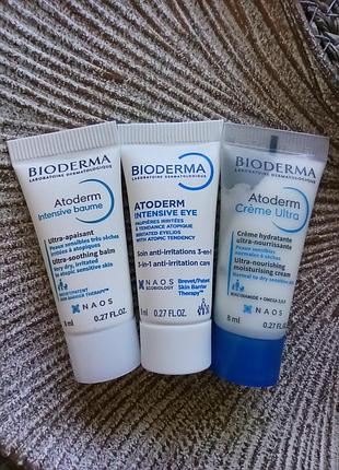 💙набор 3шт. миниатюры bioderma atoderm (биодерма атодерм) для глубокого увлажнения, питания и восстановления защитного липидного барьера кожи