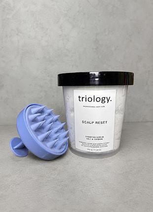 Шампунь-скраб для кожи головы triology (500 г) + силиконовый массажер