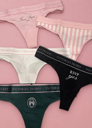 Набір трусиків victoria’s secret з лого резинкою труси вікторія сікрет