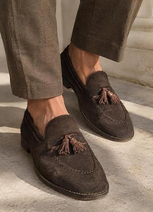 Чоловічі замшеві лофери з китицями mercanti fiorentini (made in italy)