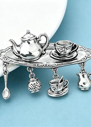 Оригінальна брошка чаювання ☕🥄🫖 чашка чайник