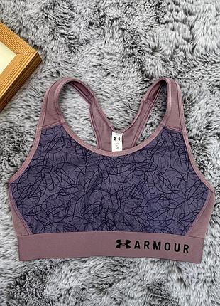 Спортивний топ-бра бренду under armour (модель серії mid crossback printed)🌸