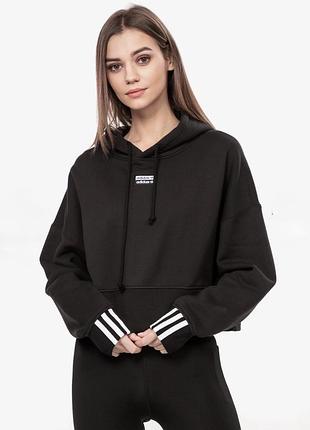 Женская черная укороченная толстовка adidas originals vocal,s