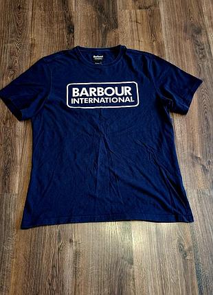 Мужская уникальная футболка barbour с крупным лого оригинал